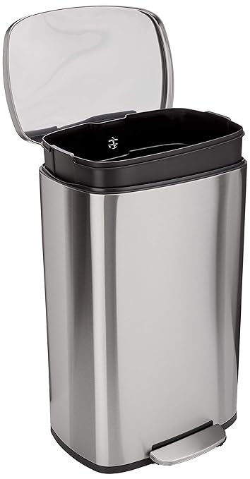 Amazon Basics LARGE Trash Can, 13.2 Gallon, Smudge Resistant Rectangular Bin by AmazonBasics