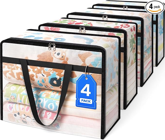 BlissTotes Moving Bags 90L 4PCS, Transparent Containers by BlissTotes