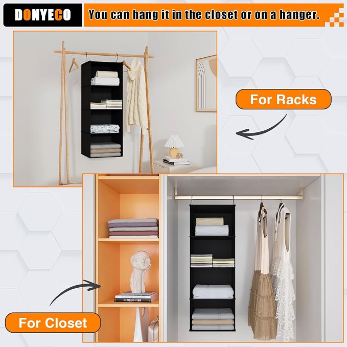 Hanging Closet Organizer 4-Shelf, Oxford Fabric Wardrobe Storage, shoes & - Image 5