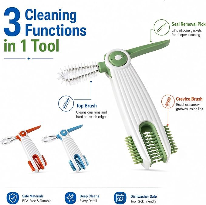 3-in-1 Cup Lid Gap Cleaning Brush Set - Image 2