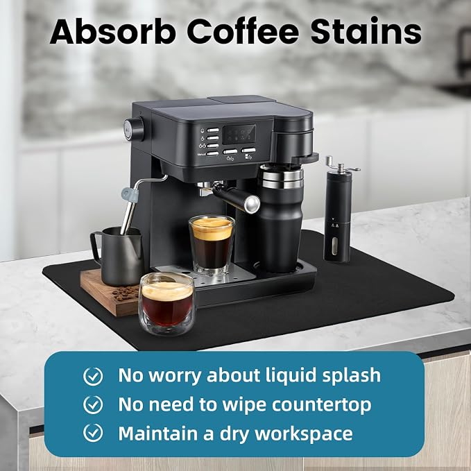 PoYang 17x12 Inch Coffee Mat, Small Dish Drying Mat, Stain-Hiding, Non-Slip & - Image 8