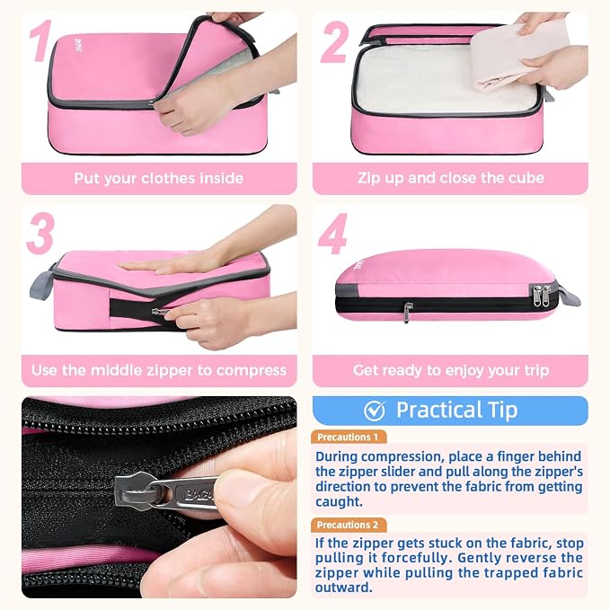 BAGAIL 4 Set/6 Set/8 Set Compression Packing Cubes Travel Accessories - Image 3