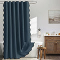 MIULEE Navy Blue Scalloped Linen Shower Curtain 72x72 Inches by MIULEE
