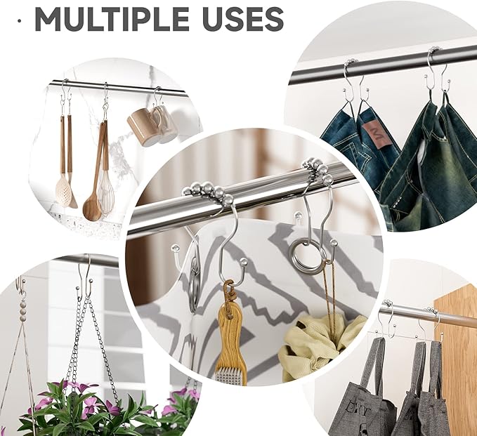 Bathway Shower Curtain Hooks Chrome Shower Curtain Rings Rust Proof, Smooth - Image 4