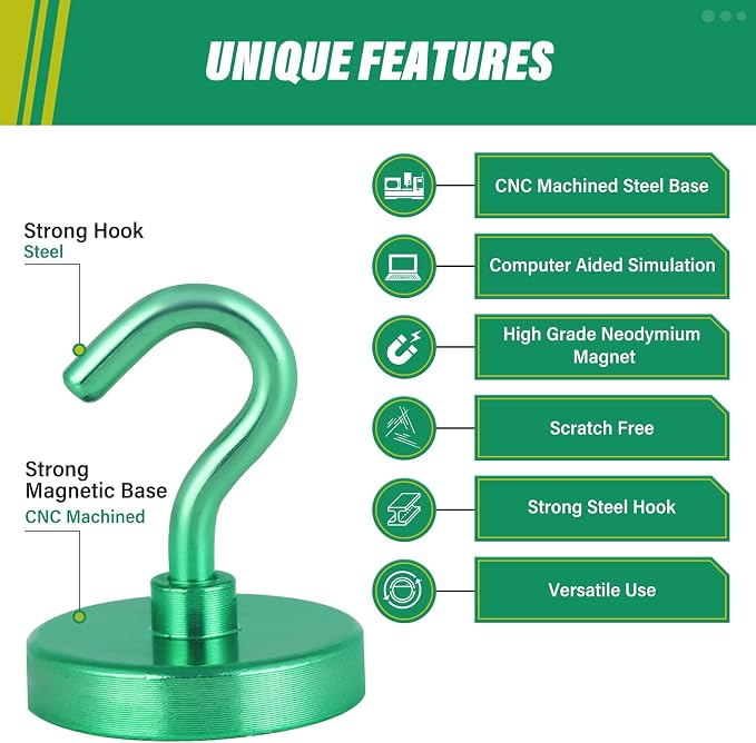 Neosmuk Magnetic Hooks, 130lb Heavy Duty, 10 Pack - Image 6