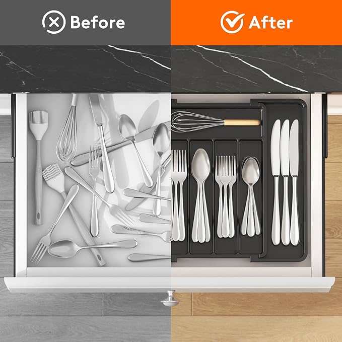 Lifewit Expandable Silverware Drawer Organizer, Kitchen Utensil Tray | BPA-free - Image 4