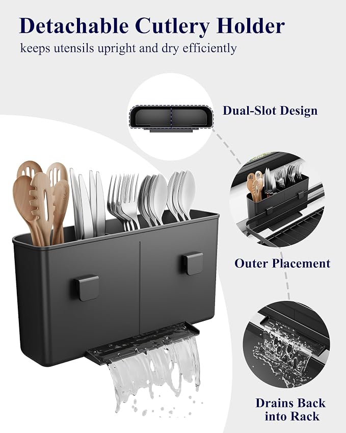 Kitsure Multi-Functional Dish Drying Rack, 15.7" x 12.0" x 5.5", Rust-Proof - Image 6