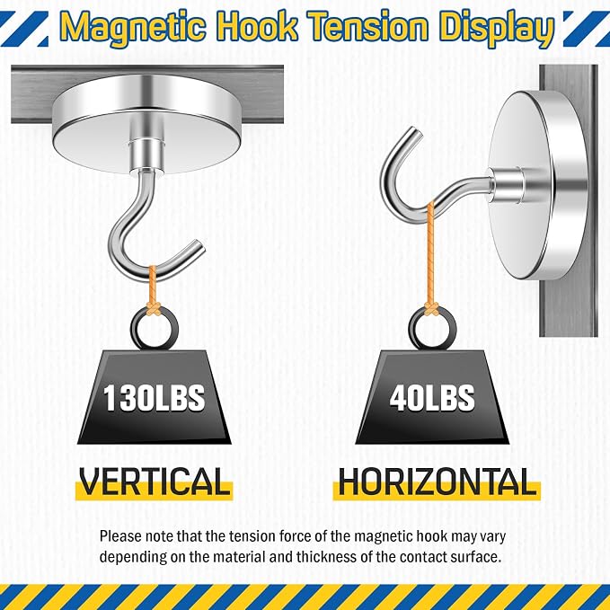 FINDMAG 6 Pack Magnet Hooks, 110LB+ Cruise Magnetic Hooks - Image 7