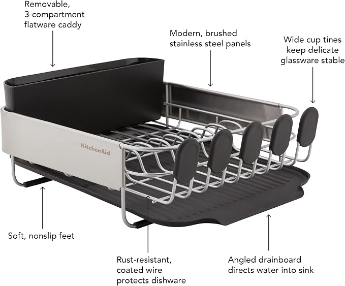 KitchenAid Compact, Space Saving Rust Resistant Dish Rack - Image 8