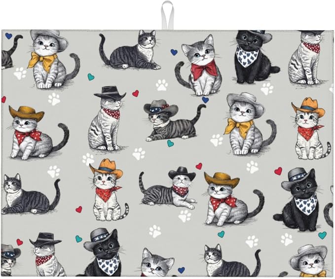 Pet Lover Cat Dish Drying Mat For Kitchen Counter, Super Absorbent Microfiber by indokyeyqaz