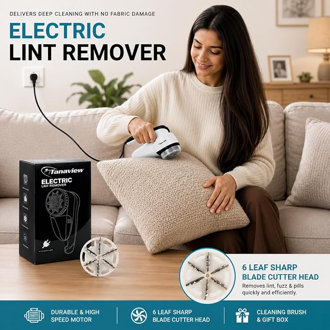 Power Corded Electric Fabric Shaver | No Battery, Pilling & Fuzz Remover - Image 2