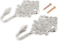 Curtain Tiebacks Small Lightweight Hooks, Vintage Silver Rose Pattern, Includes by Hicello