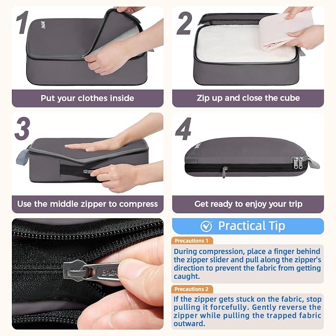 BAGAIL 4 Set/6 Set/8 Set Compression Packing Cubes Travel Accessories - Image 4