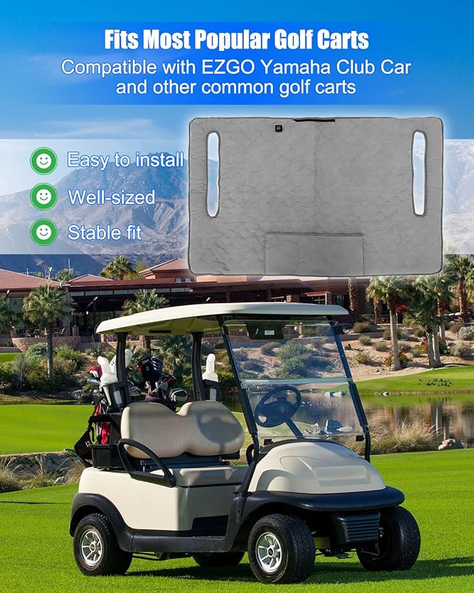 Heated Golf Cart Seat Cover, Non-Slip Golf Cart Warmer Towel Blanket Compatible with EZGO Yamaha Club Car and Most 2 to 3 Seats, 52×32 Inch