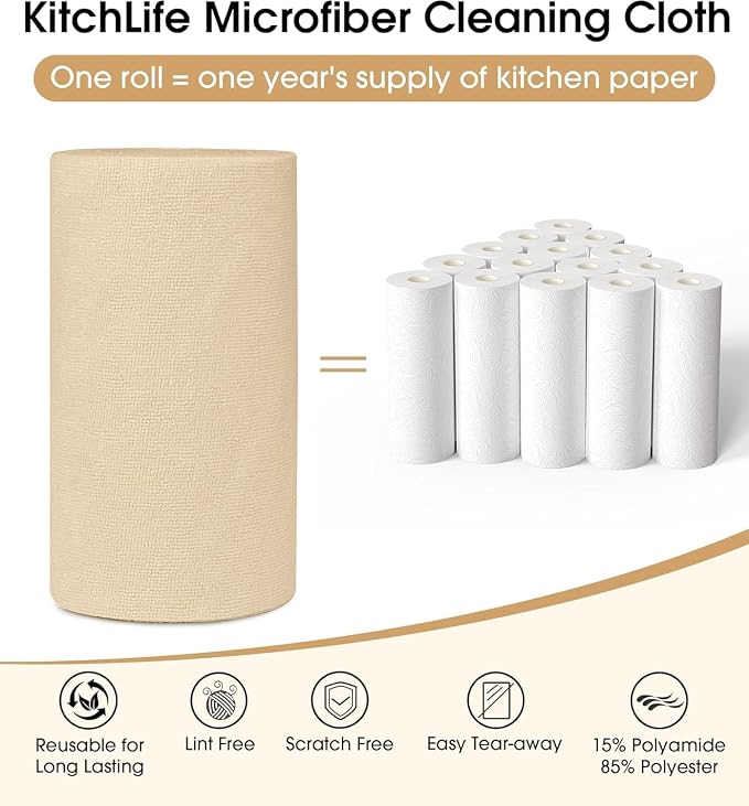 KitchLife Microfiber Cleaning Cloth Roll, 100 Pack - Image 4