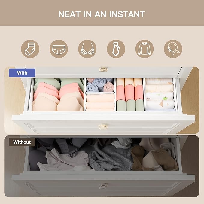 Drawer Organizer Clothes, 10 Pack Dresser Organizer - Image 3