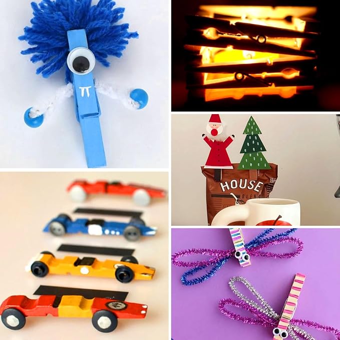 100Pcs Colored Clothes Pins Wooden, Clothespins - Image 6