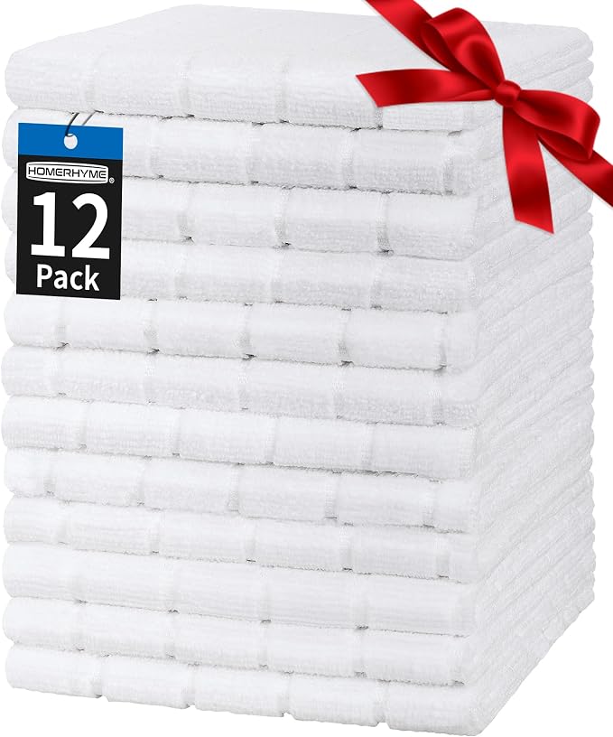 Hand Towels, 12 Pack 25''*15'' White Microfiber Kitchen Bathroom Hand Towels by HOMERHYME