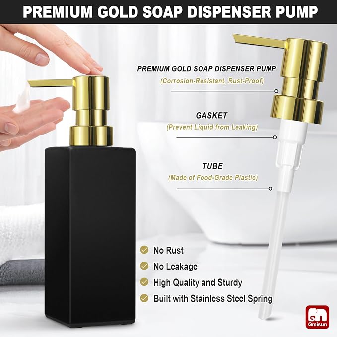 GMISUN Gold Hand Soap Dispenser, 12 fl oz/350ml Refillable Dish Dispensers - Image 3