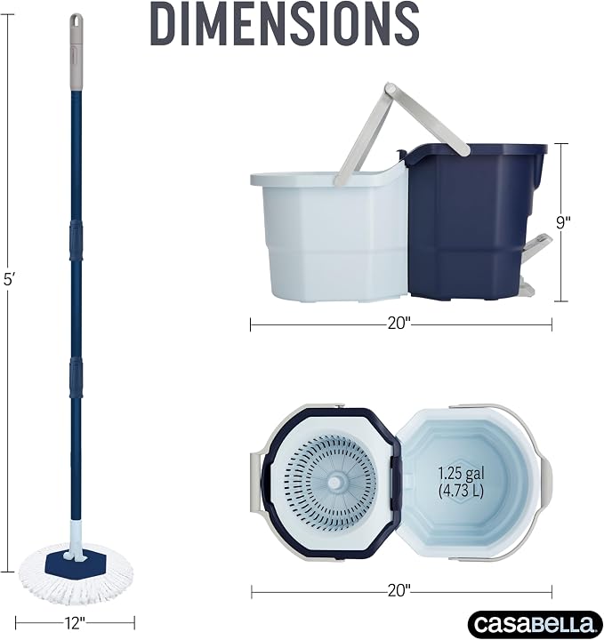 Casabella Spin Mop System with Extra Mop Head Refill - Image 5