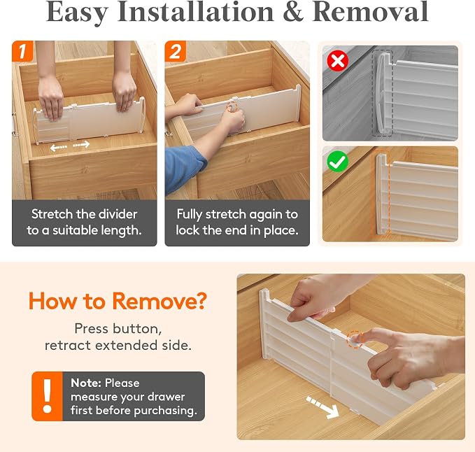 Lifewit 6" Tall Drawer Dividers, Adjustable Deep Drawer Organizer Clothes | 12 - Image 6