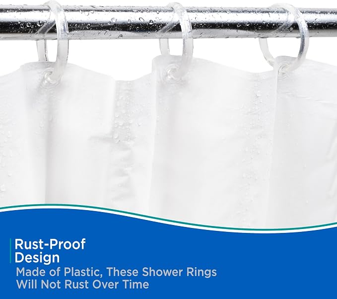 Kenney KN61218 Rust-Proof Smooth Plastic Shower Curtain Rings and Standard - Image 4