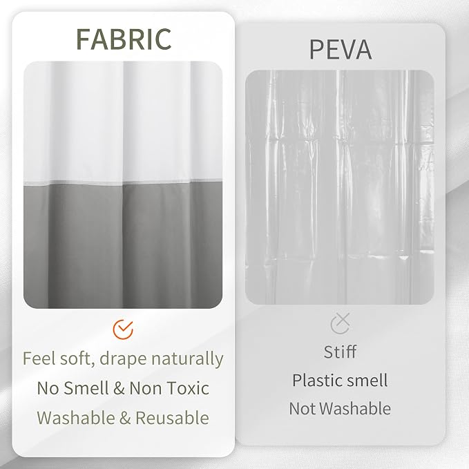 ALYVIA SPRING Waterproof Fabric Shower Curtain or Liner White/Grey - Image 4