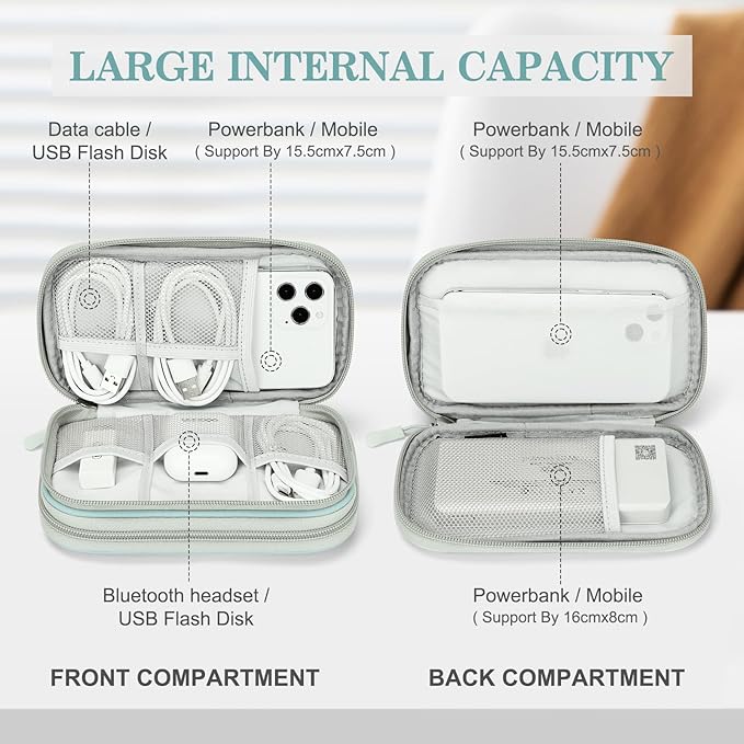 FYY Electronic Organizer, Travel Tech Pouch Bag, Cable Organizer Mint Green | - Image 3