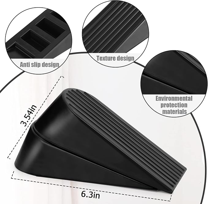 Big Door Stopper 2 Packs, Heavy Duty Wedge Rubber Door Stop Works on All Floor - Image 4