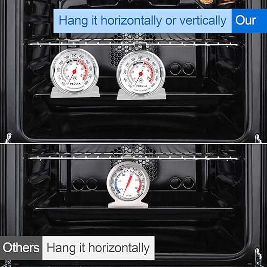 2 Pack Oven Thermometer 50-300C/100-600F, Instant Read Stainless Steel Kitchen Cooking Oven Temperature Gauge for Baking and Chef Use