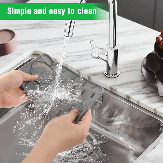 Kitchen Sink Splash Guard, Silicone Faucet Mat, 8.3 x 5.7 Inch | Soap Dish Pad - Image 3
