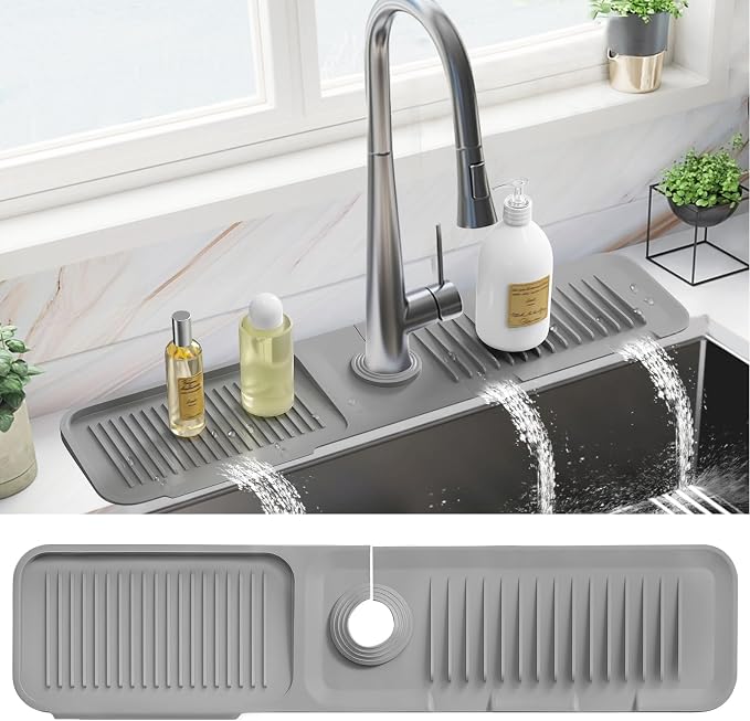 PoYang 23.6 Inch Silicone Sink Splash Guard, Kitchen Sink Mat, Keeps Faucet by PoYang