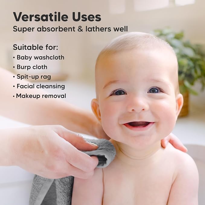 6-Pack Baby Washcloths, Soft Absorbent Washcloths - Image 6