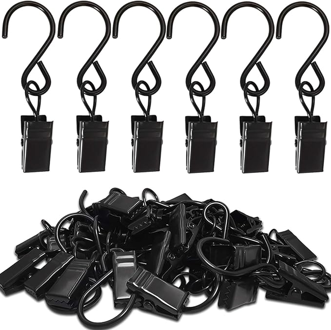 Stainless Steel S Hooks Curtain Clips, 50 Pack Hanging Party Lights Clips by AMZSEVEN