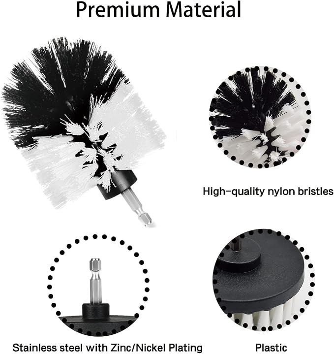 8 Pack Drill Brush Attachment Set, 1/4in Power Scrubber Brush + Extend Long Rod - Image 5