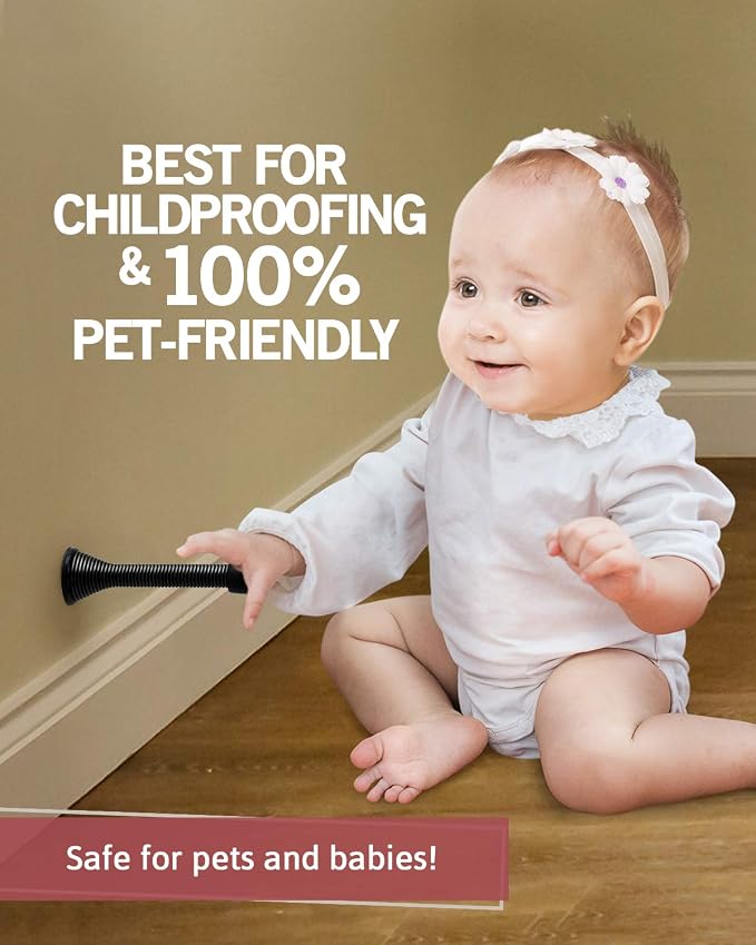 Jack N’ Drill Spring Door Stop | Flexible Heavy Duty Black Door Stop - Image 3