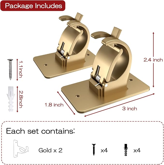 2 Pieces Self Adhesive Curtain Rod Bracket, Universal Plastic Curtain Rod - Image 4