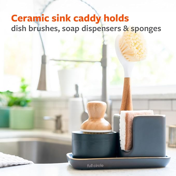 Full Circle Stash, Ceramic Kitchen Sink Caddy, Stylish Modular Sponge Holder & - Image 4