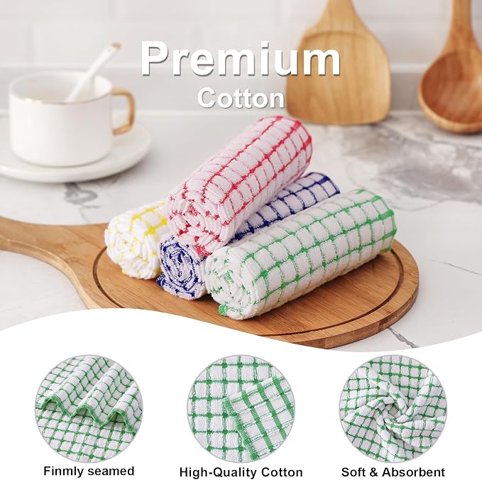 Kitinjoy Cotton 8 Pack Terry Kitchen Dish Cloths - Image 2