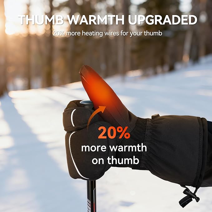 Heated Mittens Battery Gloves Men Women, SAVIOR HEAT Flexible Crab Finger Rechargeable Ski Mitten with 7.4V 2200mAh Battery for Winter Snow Skating Camping Hunting Hiking Motorcycle