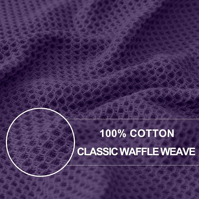 Homaxy 100% Cotton Waffle Weave Kitchen Dish Cloths 24-Pack, Eggplant | 12 x 12 - Image 2