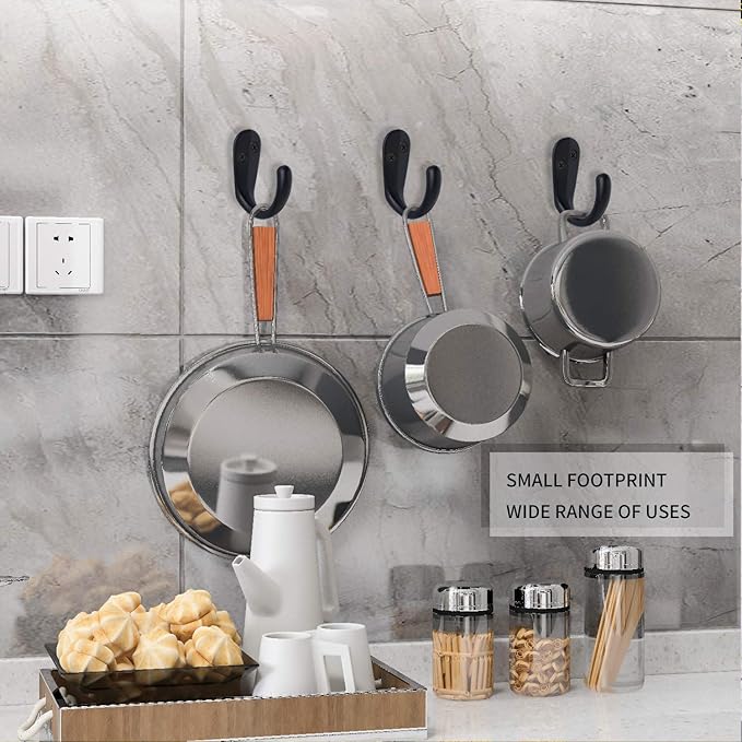 IBosins 15PCS Coat Hooks Wall Mounted Black Single Prong Robe Hook | Hanging - Image 5