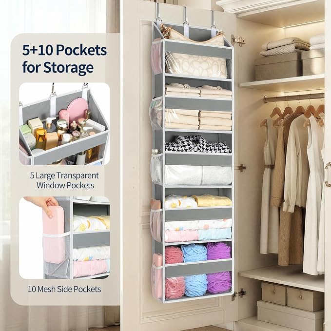 Yecaye Over the Door Organizer 5 Tiers, Heavy Duty Hanging Storage - Image 3