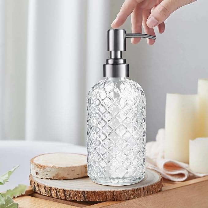 Kaishun 14 OZ Refillable Glass Soap Dispenser - Image 4