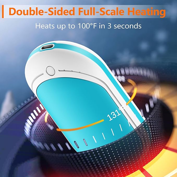 BESKAR Rechargeable Hand Warmer, 5200mAh Electric Hand Heater, Double-Sided Heating, USB Quick Charge, Portable Pocket Hand Warmer for Outdoor, Golf, Raynauds - Winter Gift