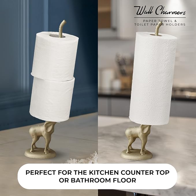 WallCharmers Gold Paper Towel Holder, Metal Toilet or Kitchen Paper Holder - Image 3