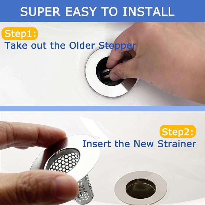 Bathroom Sink Drain Strainers for 1.1"-1.25" Depth Than 1.6" Drain Hole Catcher - Image 4