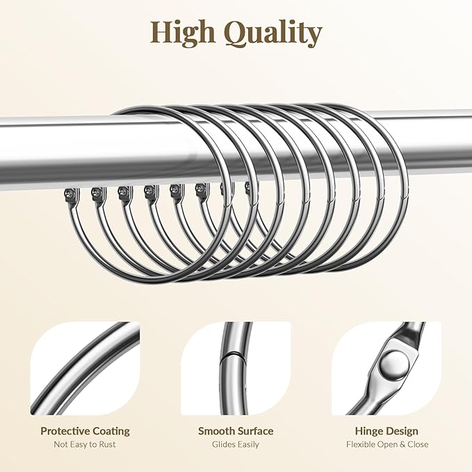 Bathway Shower Curtain Rings, Bathway Shower Curtain Hooks Anti-Drop Shower - Image 2