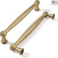 khtumeware 10 Pack 6-1/4 Inch(160mm) Brushed Brass Cabinet Pulls Satin Brass Kitchen Cabinet Handles Kitchen Cabinet Hardware for Cupboard Drawer Handles Dresser Pulls