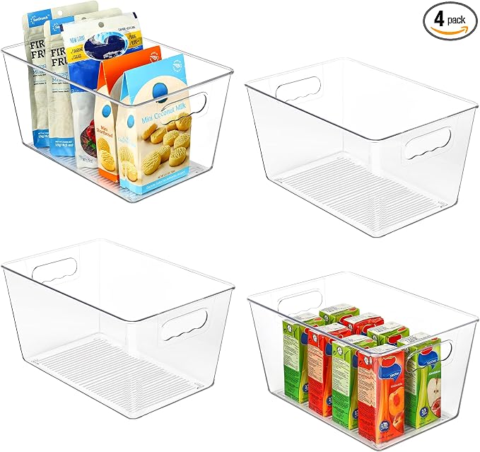 Vtopmart 4 Pack Clear Storage Bins, Pantry Storage Bins by Vtopmart